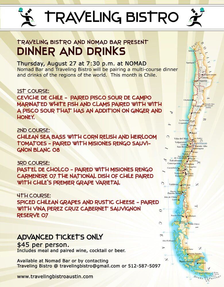 Traveling Bistro Chilean Dinner and Drinks