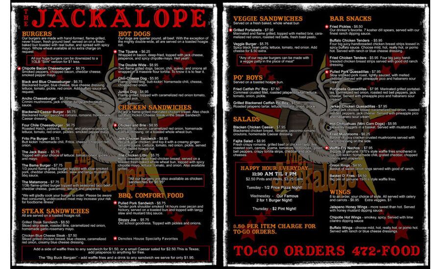 Jackalope Menu